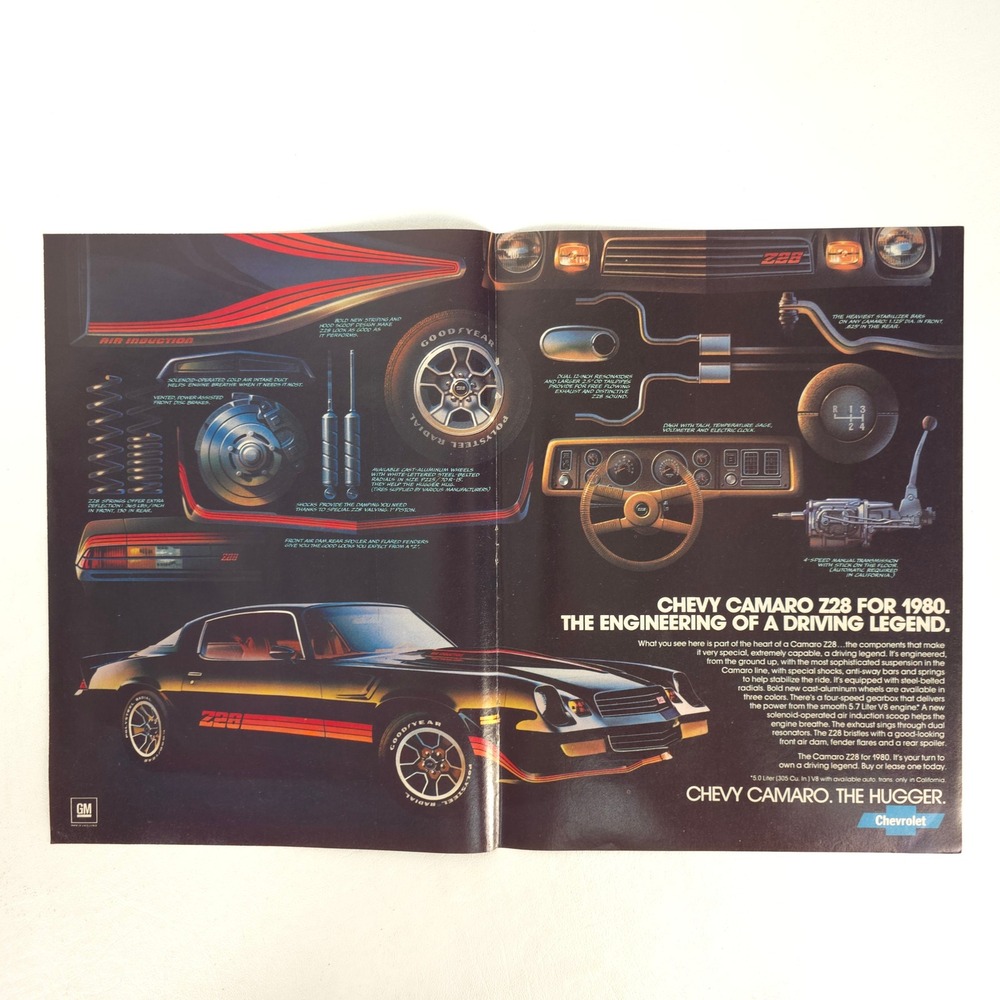 1980 Chevrolet Camaro Z28 Print Ad Vintage Muscle Car Garage Wall Art Show Decor